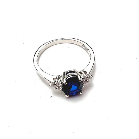 Handcrafted Sapphire Ring Solid Sterling Silver 925 , September birthstone - Picture 7 of 11